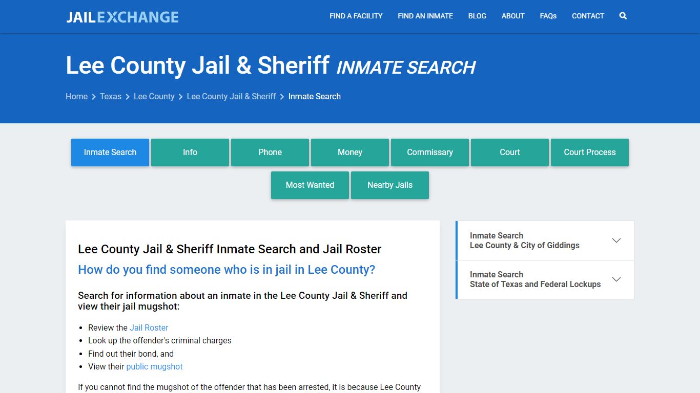 Lee County Jail & Sheriff Inmate Search - Jail Exchange